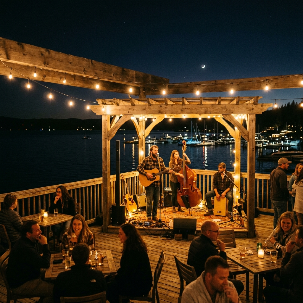 Live Band Performance under String Lights